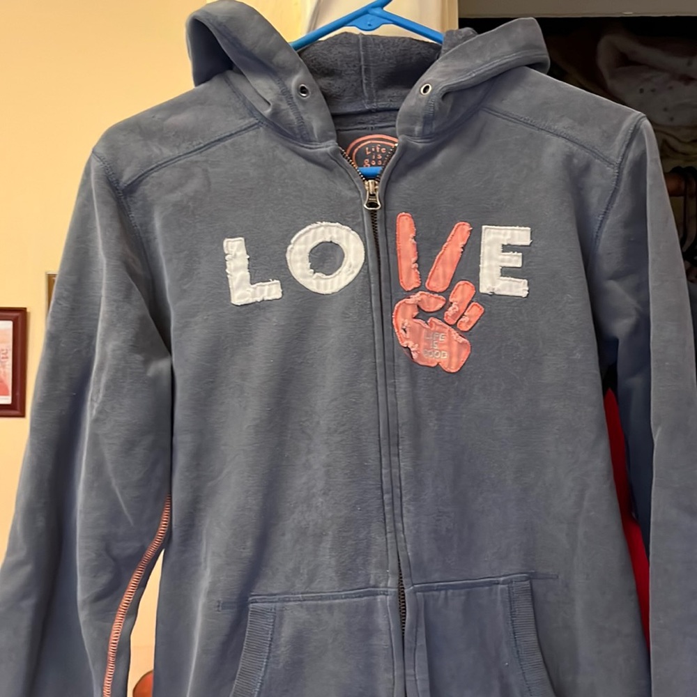 Life is Good zip up hoodie Large